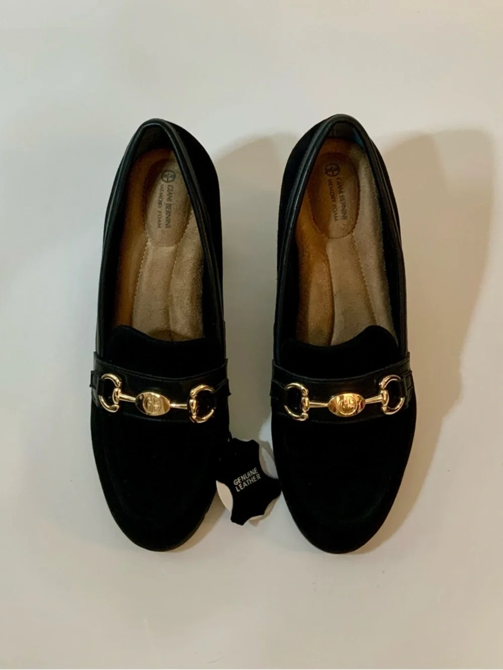 NWOT Gianni Bernini ‘Porshaal’ Black Suede Heeled Loafer - Picture 7 of 12